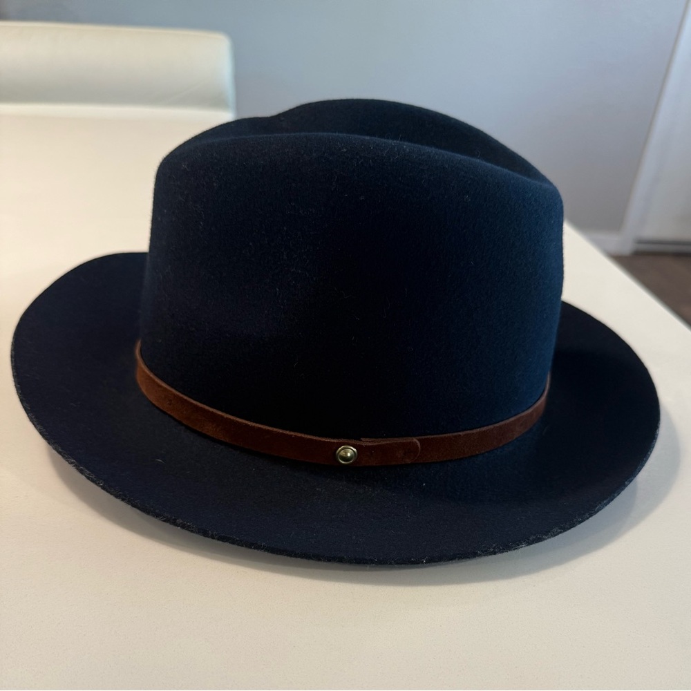 Rag & Bone Floppy Brim Fedora Hat ~ Navy Blue 100%Wool Size Medium